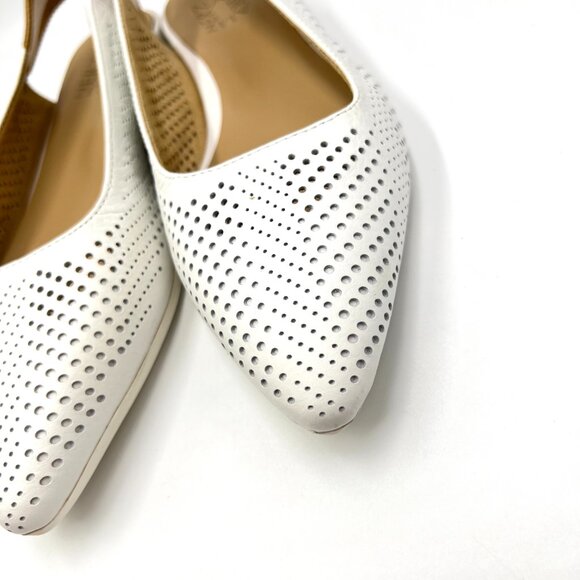 Naturalizer Womens Size 8 White Leather Slingback‎ Perforated Flats Shoes - Picture 5 of 12